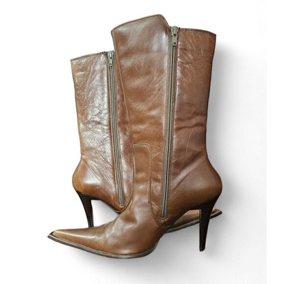 RARE VINTAGE Danisha by Siete Leguas brown 3.75" heels boots size size MX26.5/7. - Picture 7 of 16